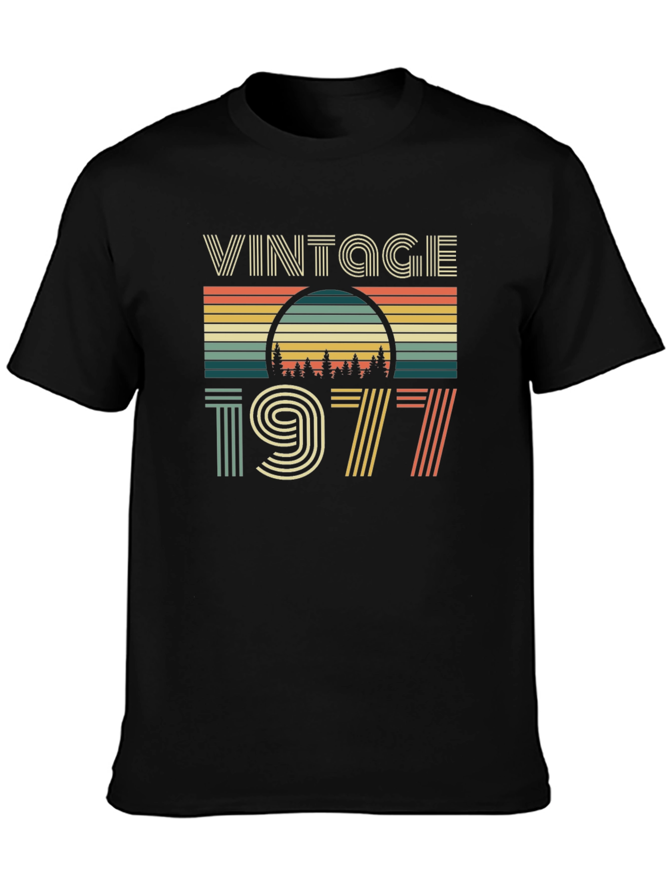 Black Vintage 1977 Graphic Tee - Retro Birthday Shirt view 3