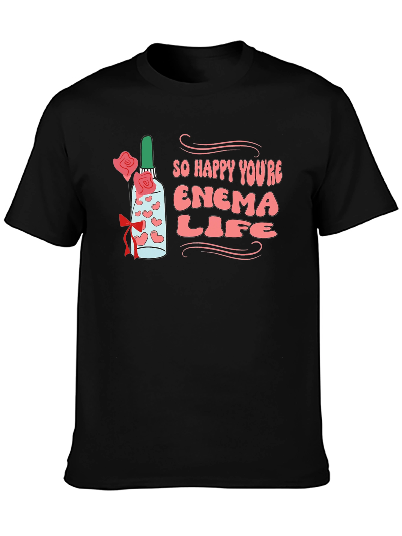 Black Enema Life Graphic Tee - Funny Adult Humor T-Shirt view 3