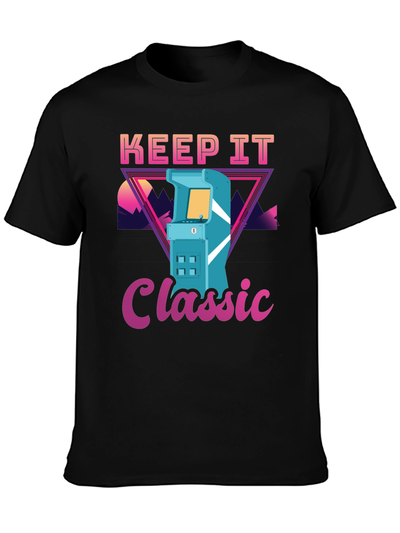 Black Keep It Classic Retro Arcade Game T-Shirt view 3
