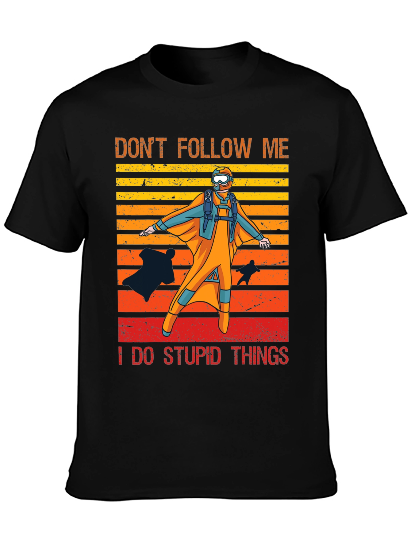 Black Don't Follow Me Parachute T-Shirt view 3