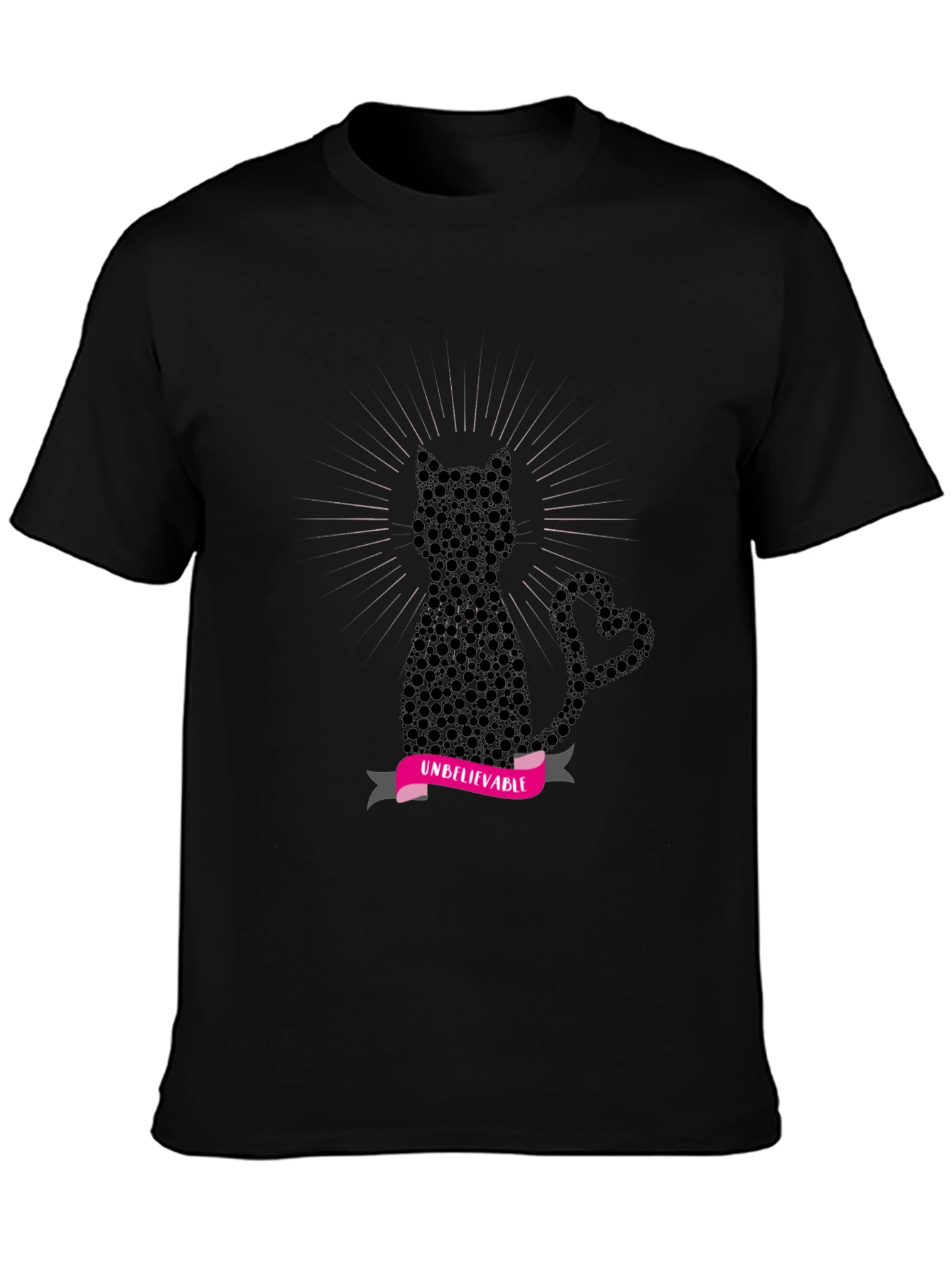 Black Unbelievable Cat Graphic Tee view 3