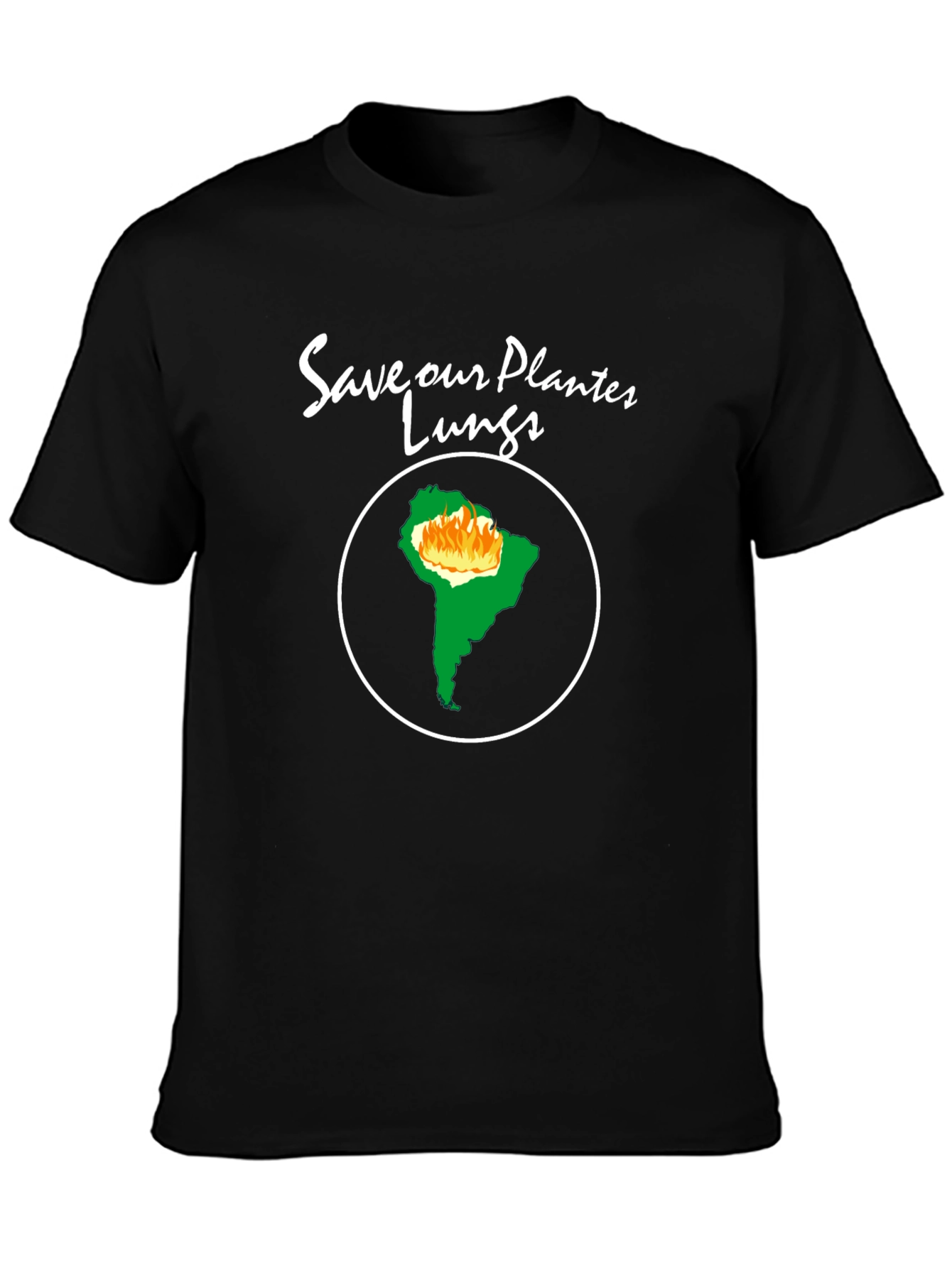 Black Save Our Planet's Lungs T-Shirt - Amazon Rainforest view 3