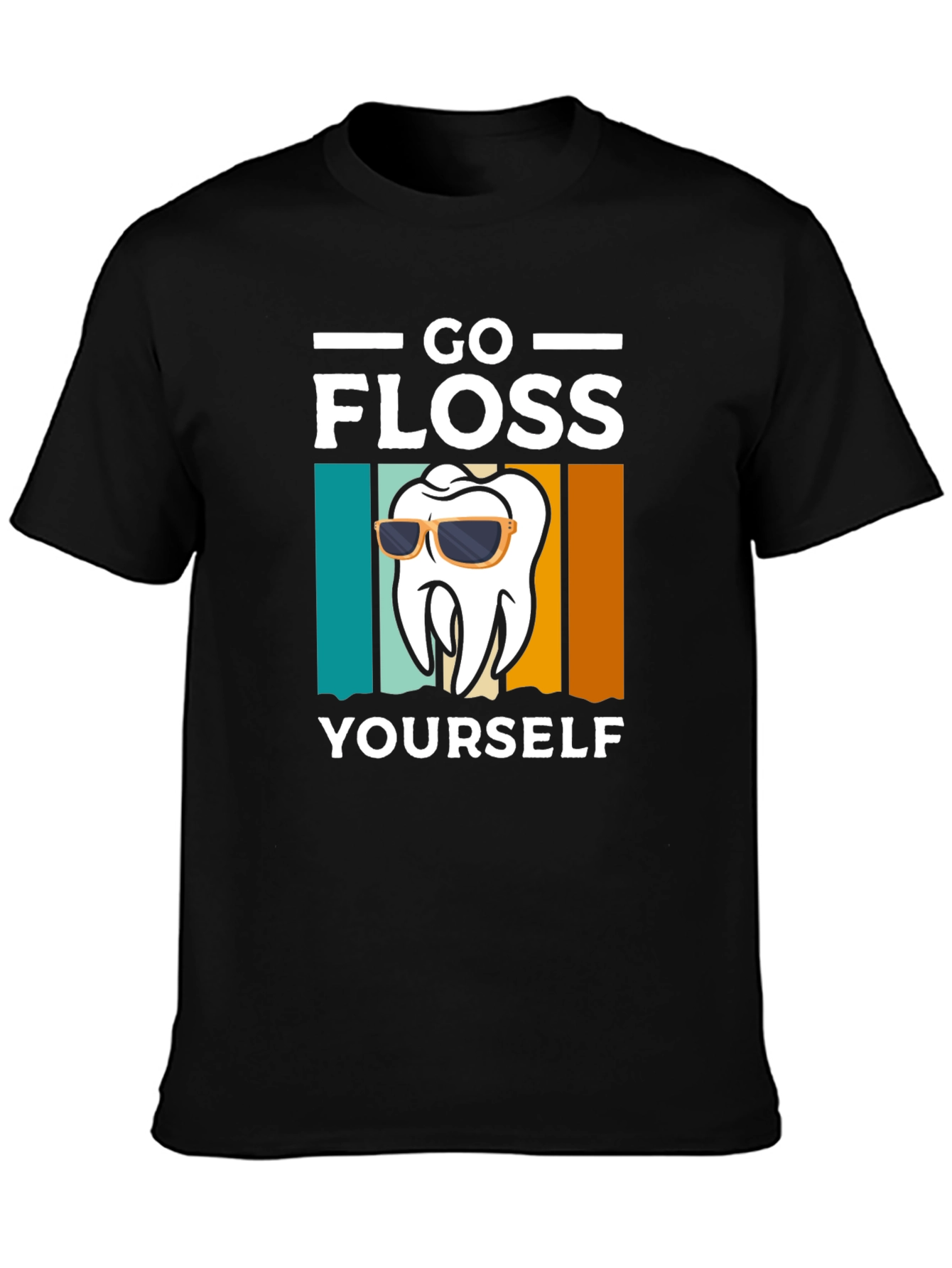 Black Go Floss Yourself T-Shirt - Funny Dental Hygiene Tee view 3