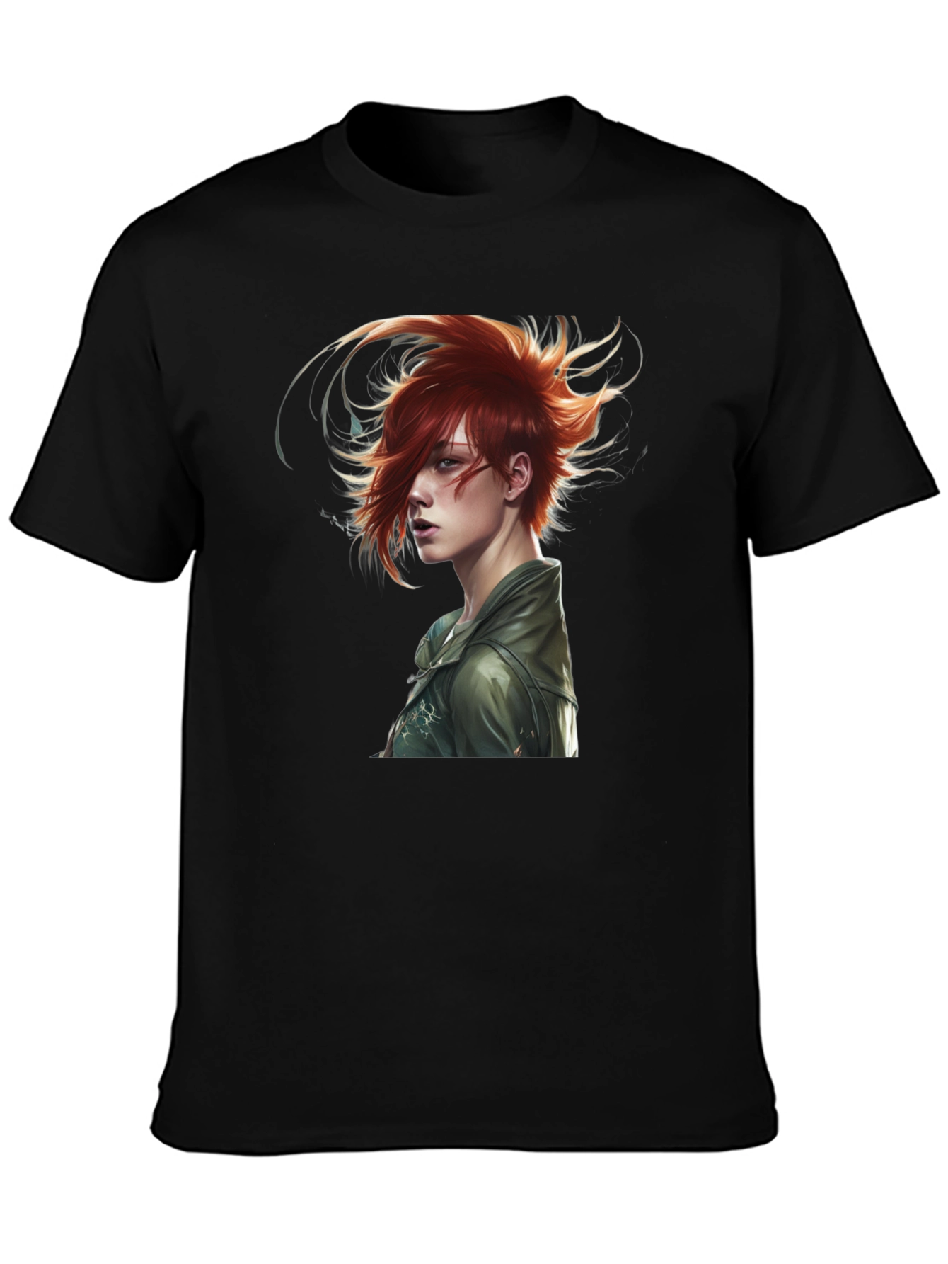 Black Edgy Anime Character Black T-Shirt view 3
