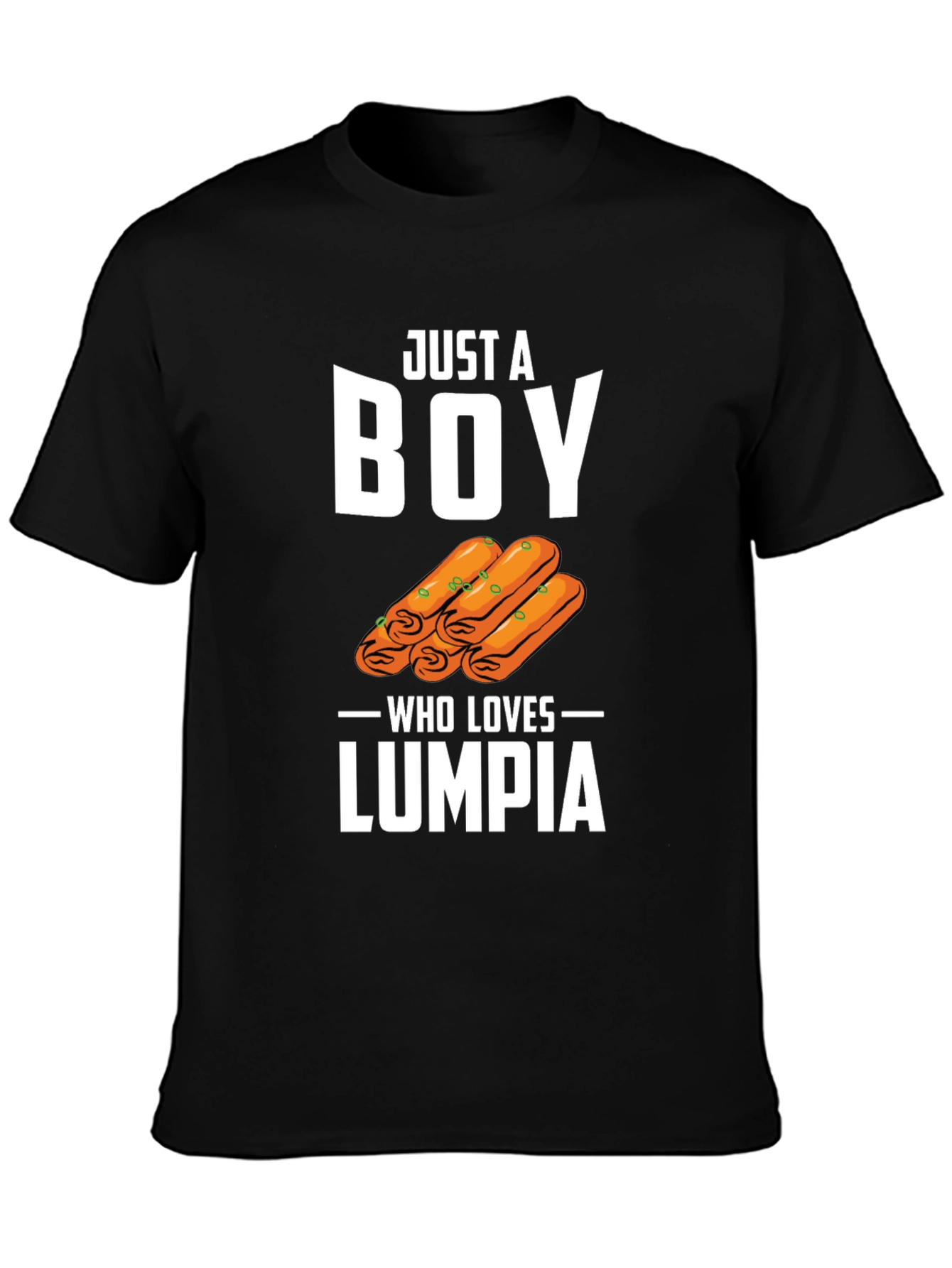 Black Just a Boy Who Loves Lumpia T-Shirt view 3
