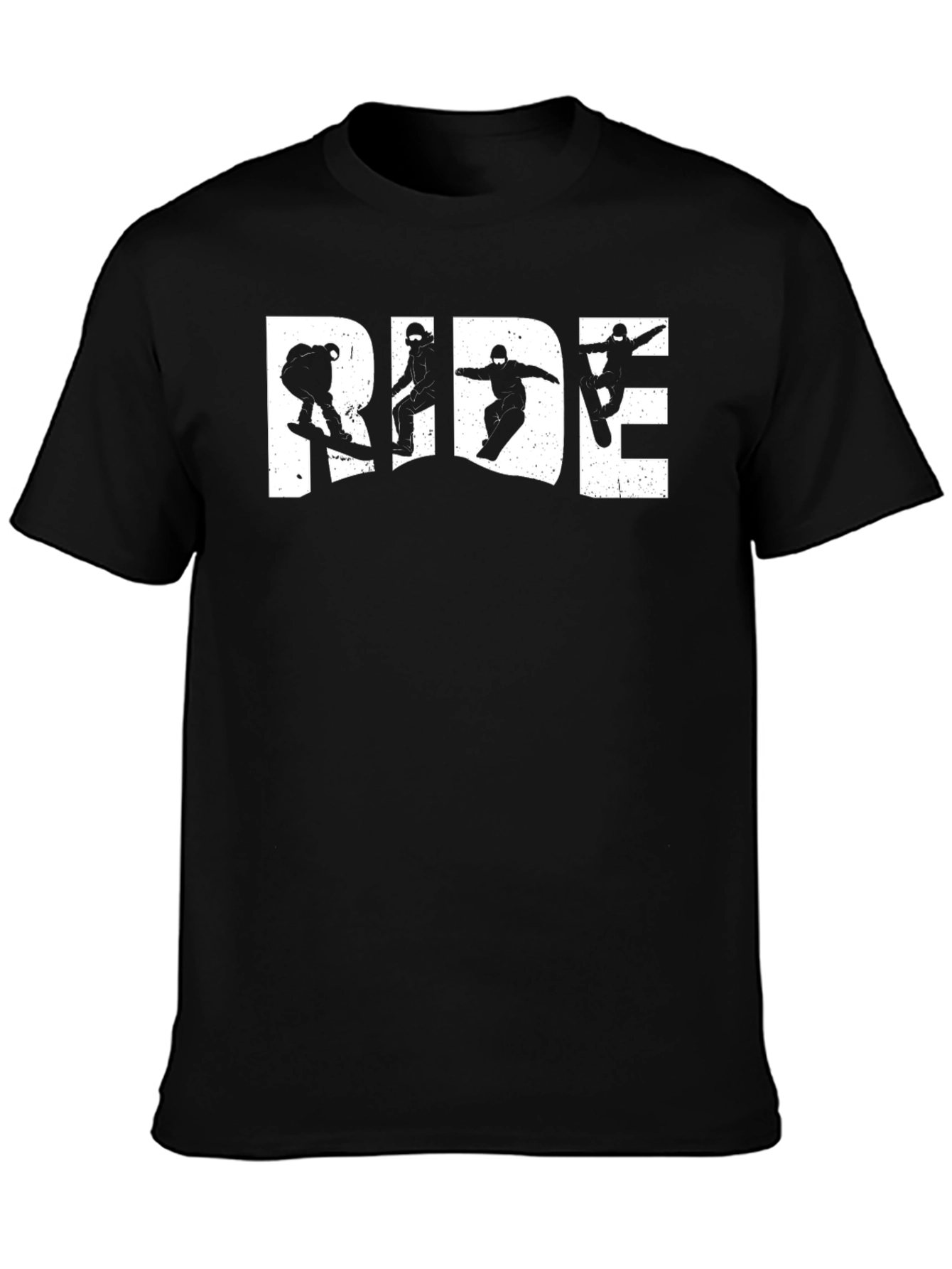 Black Ride Snowboard Graphic Tee - Black Cotton T-Shirt view 3