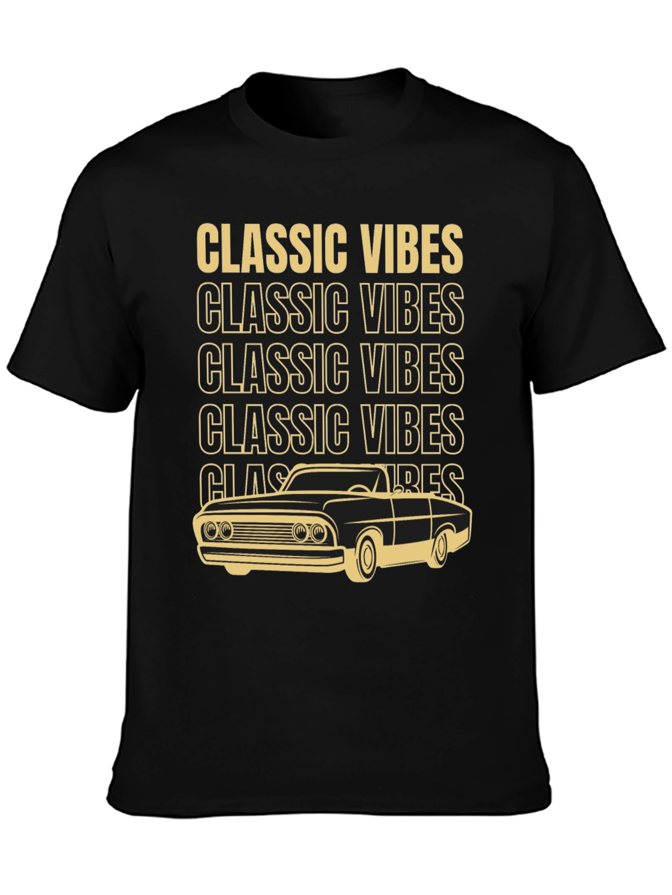 Black Classic Vibes Car Graphic T-Shirt view 3