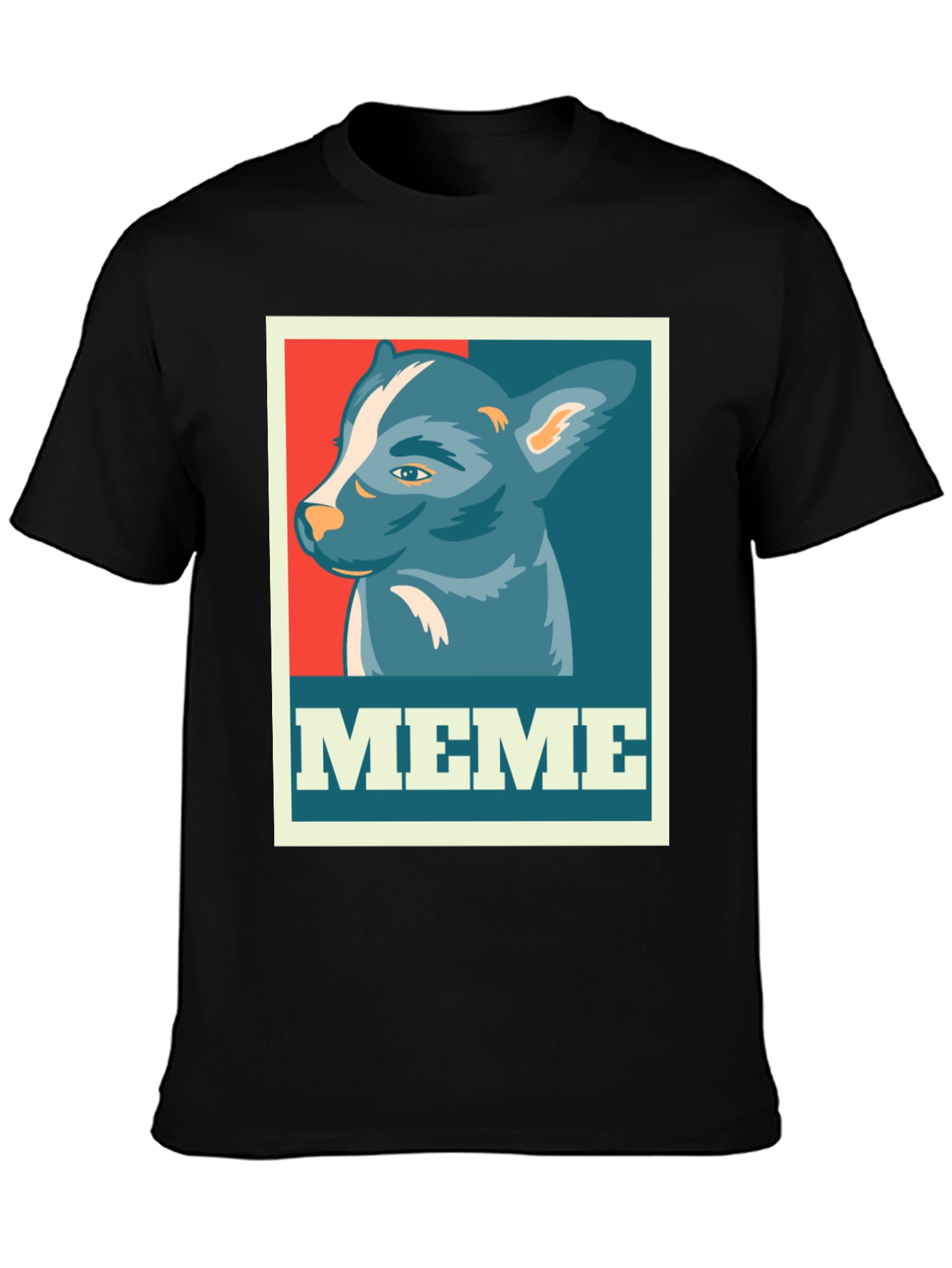 Black Meme Dog Graphic Tee - Black Cotton T-Shirt view 3