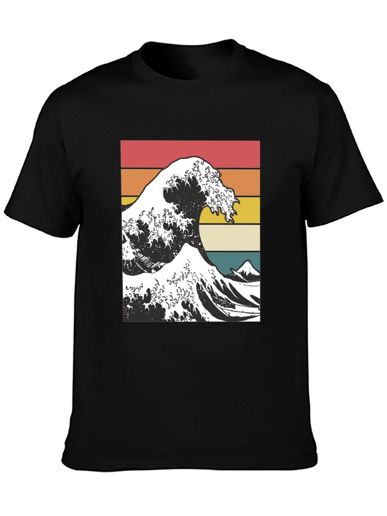 Black Vintage Wave T-Shirt - Retro Style view 3