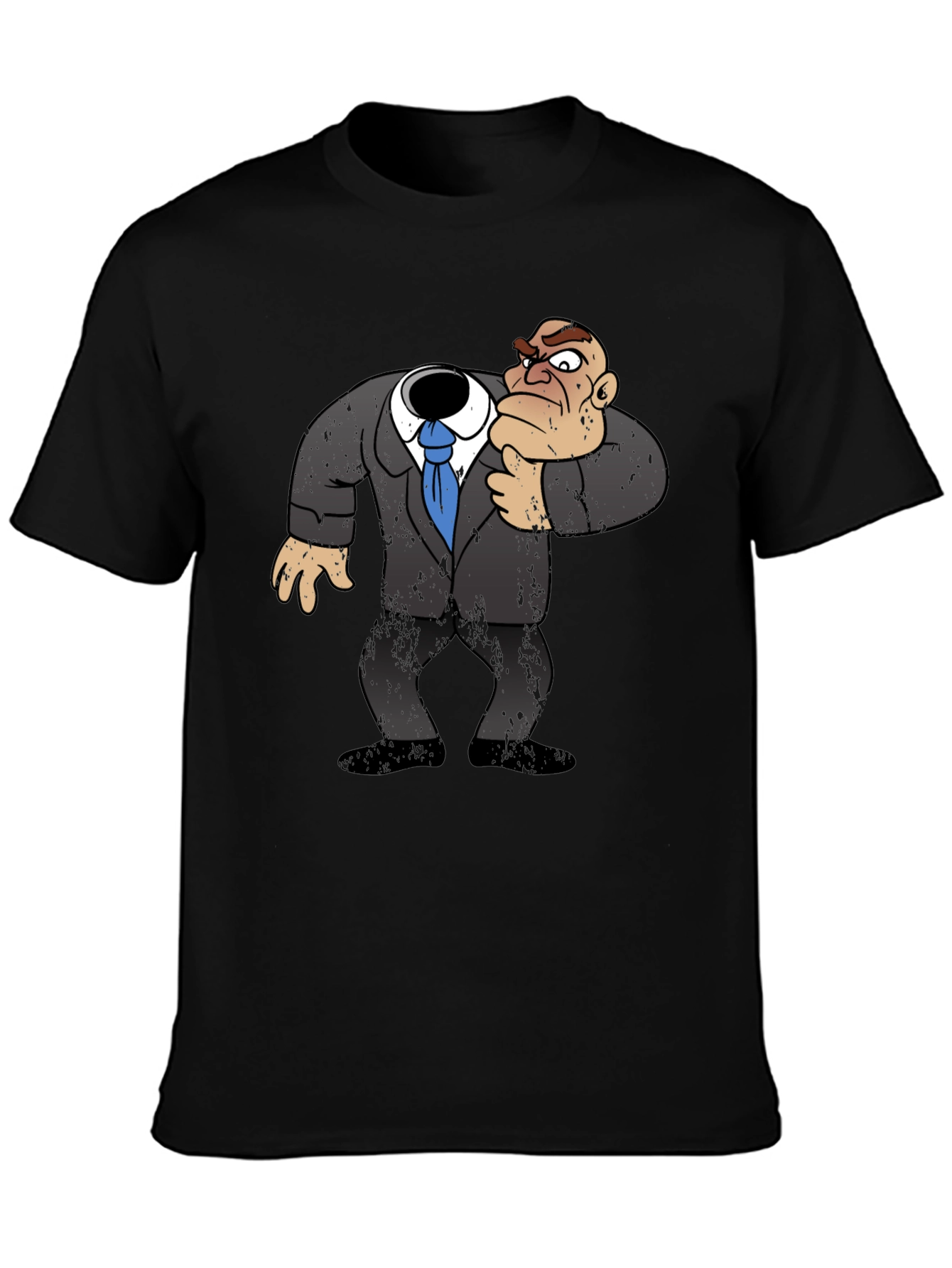 Black Headless Cartoon Boss T-Shirt - Funny Graphic Tee view 3