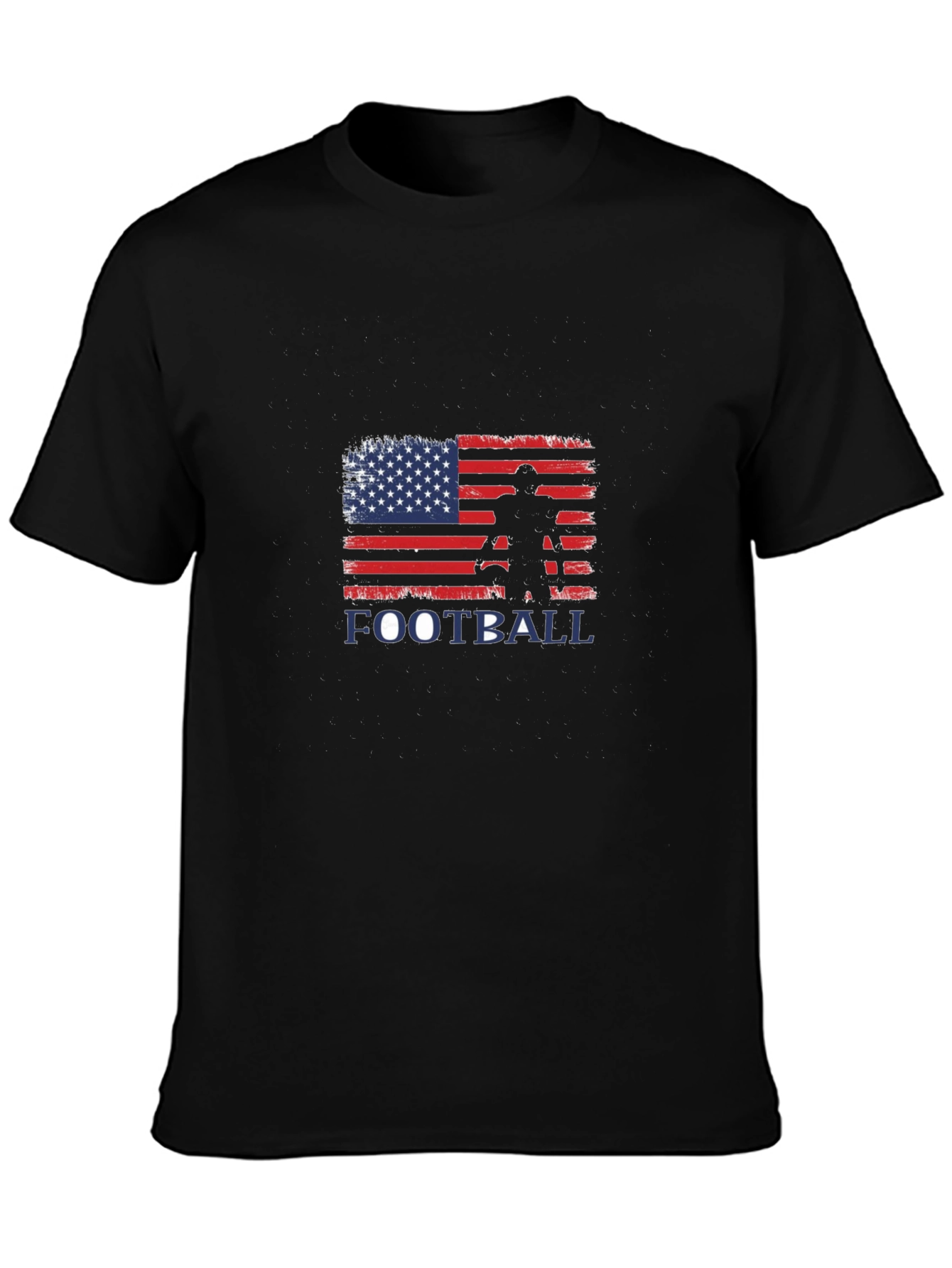 Black American Football Graphic T-Shirt view 3