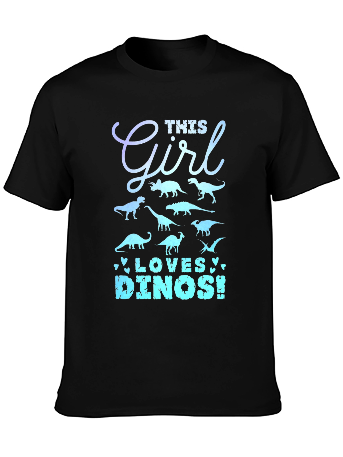 Black This Girl Loves Dinos T-Shirt - Dinosaur Lover Tee view 3