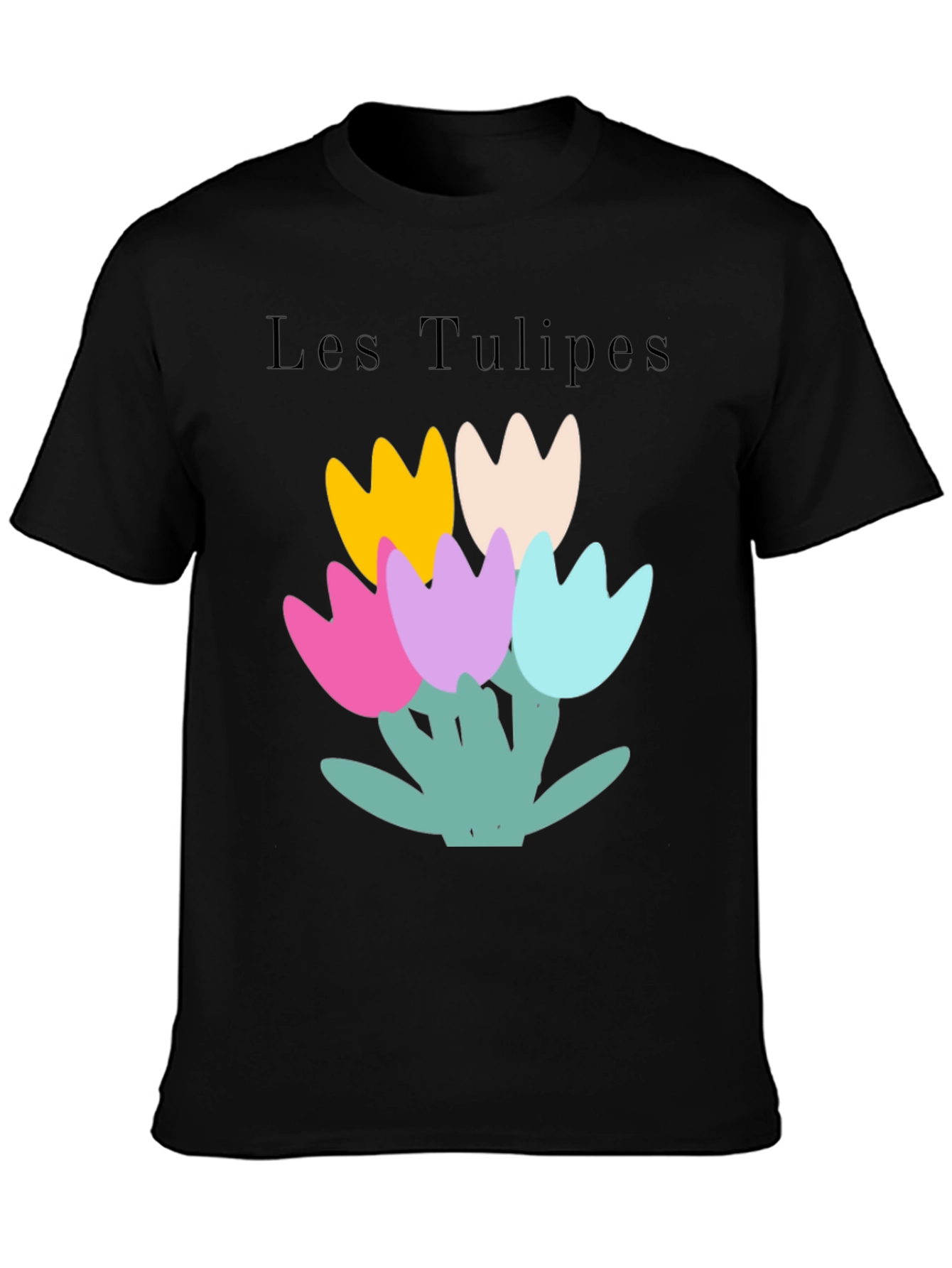 Black Les Tulipes Graphic Tee - Stylish Casual Wear view 3