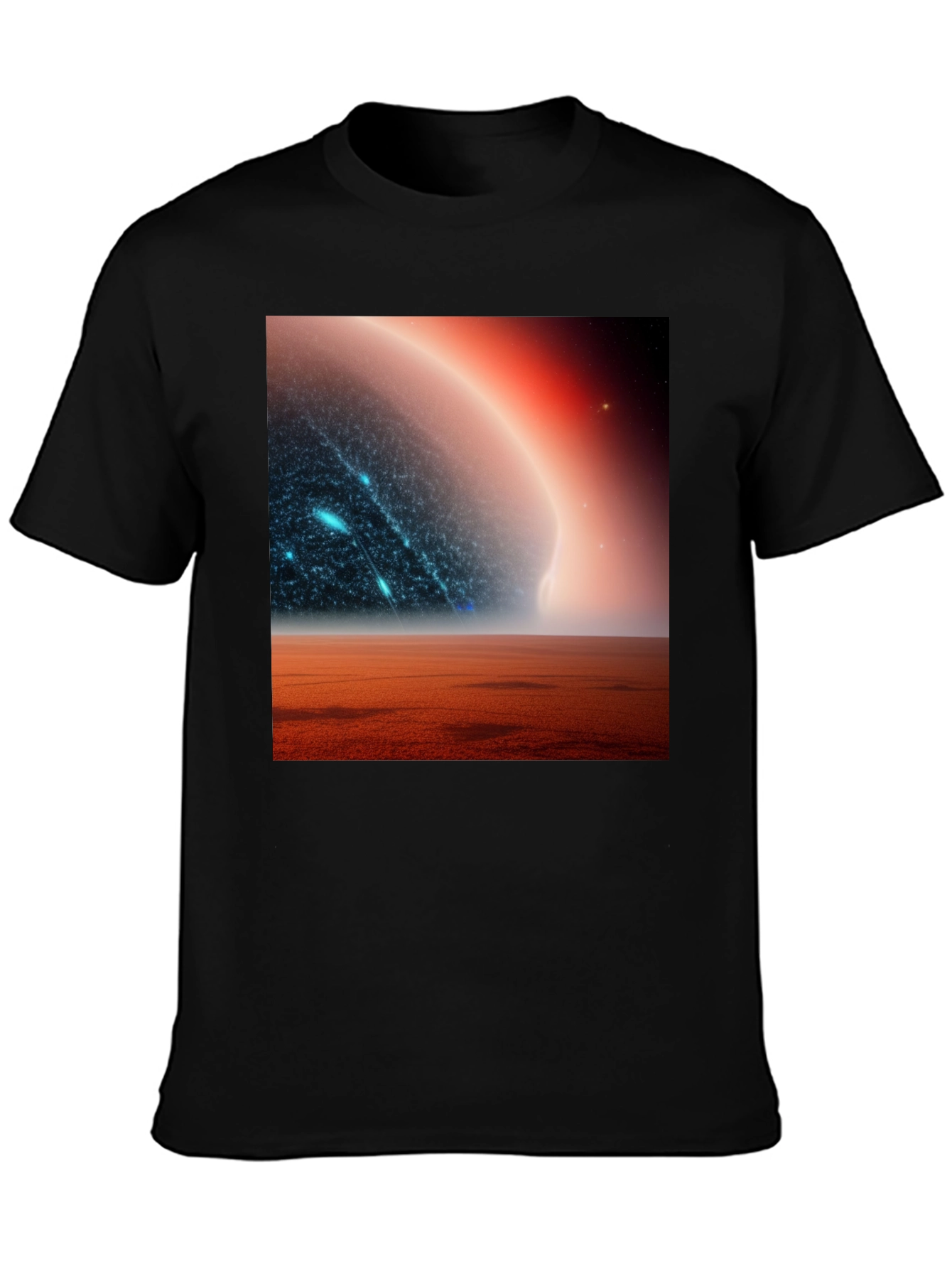Black Sci-Fi Planetscape Black T-Shirt view 3