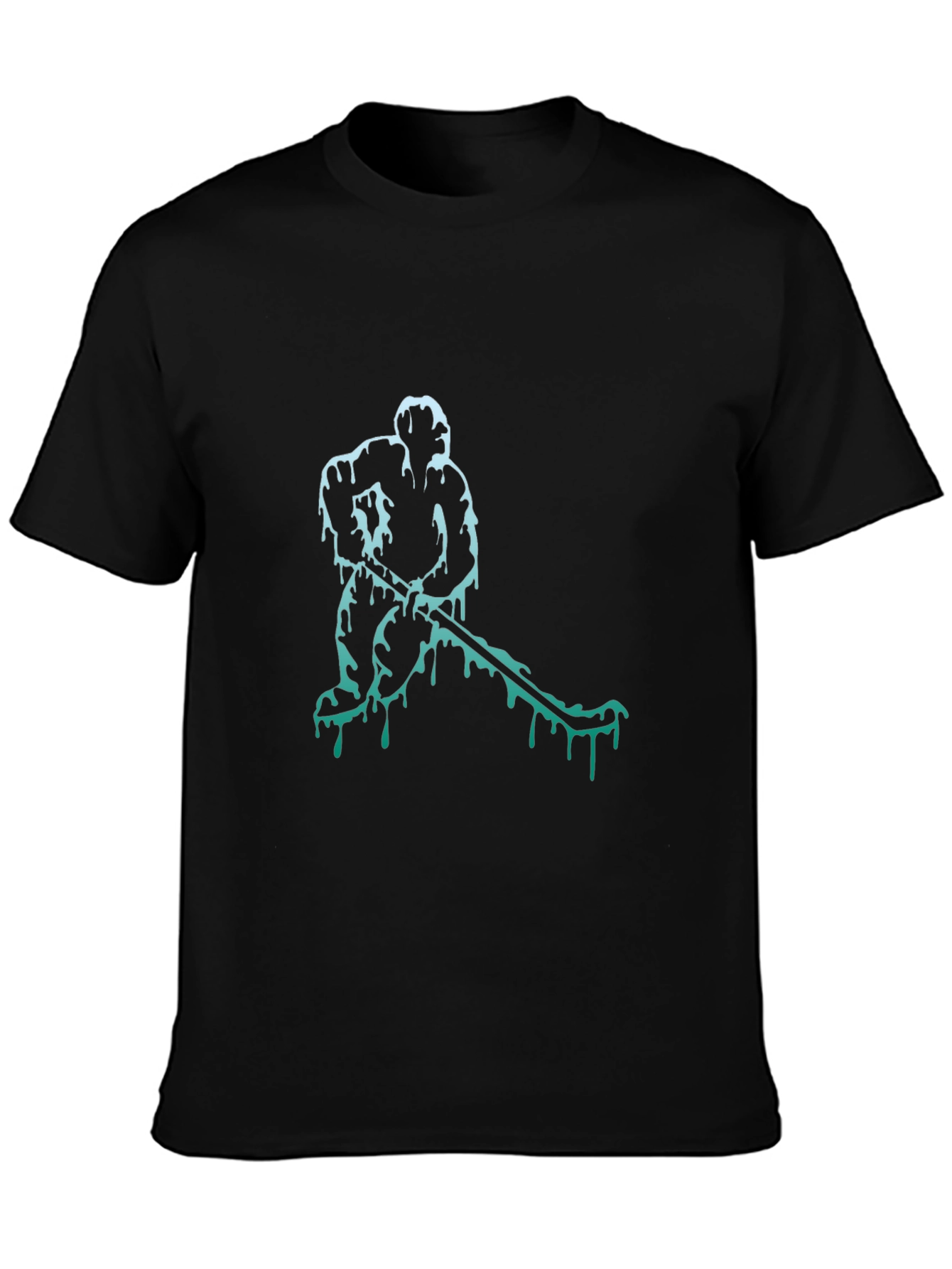 Black Hockey Player Graphic Tee - Cool Drip Design view 3