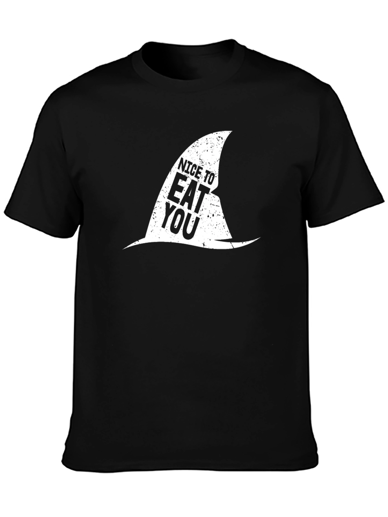 Black Nice To Eat You Shark Fin Black T-Shirt view 3