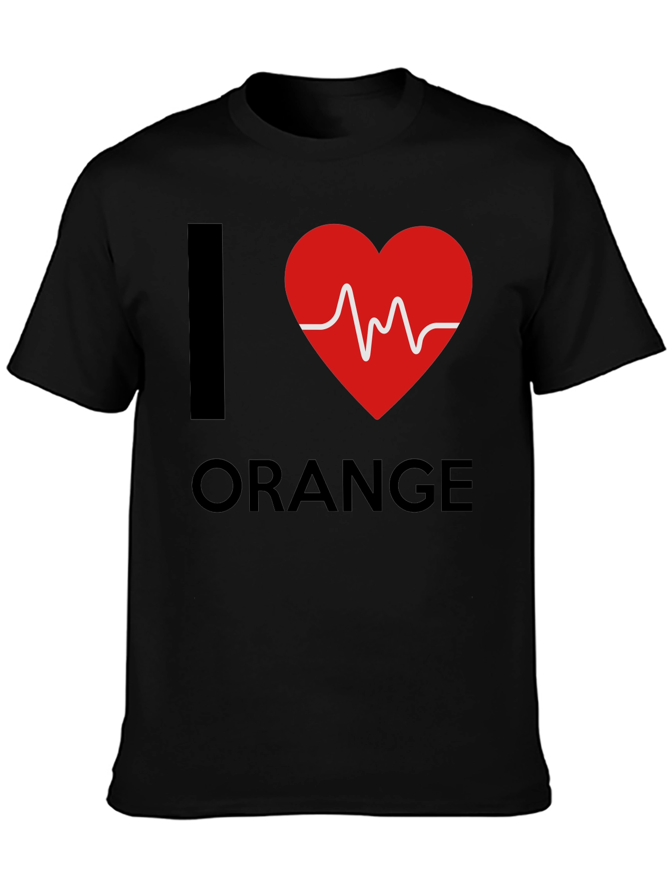 Black I Heart Orange Graphic Tee - Novelty T-Shirt view 3