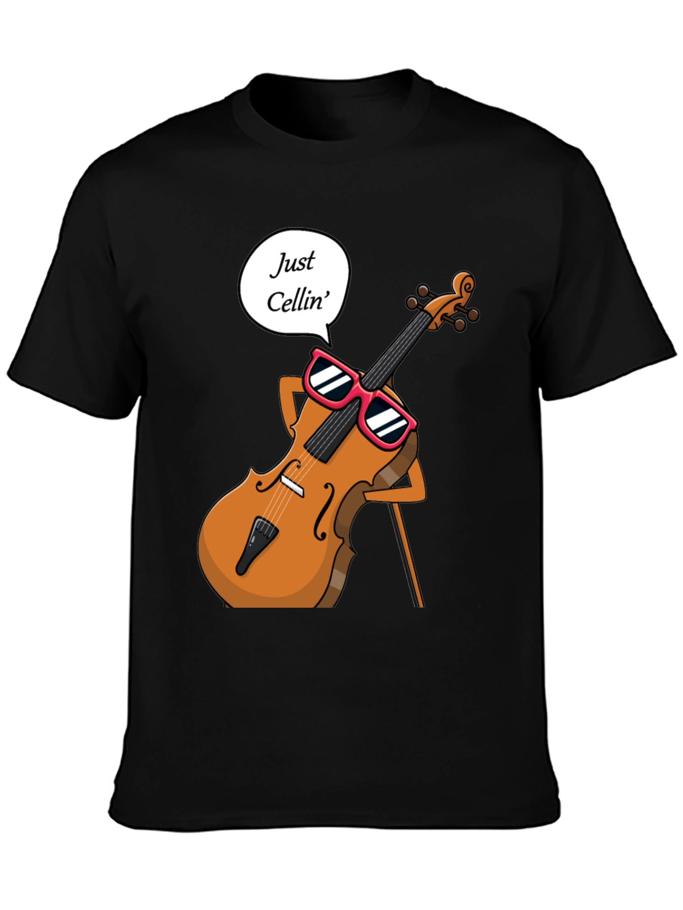 Black Just Cellin' T-Shirt - Musician Humor Tee view 3