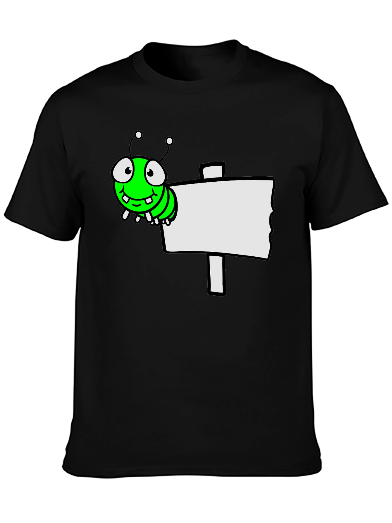 Black Cartoon Worm on Sign Graphic Tee - Black view 3