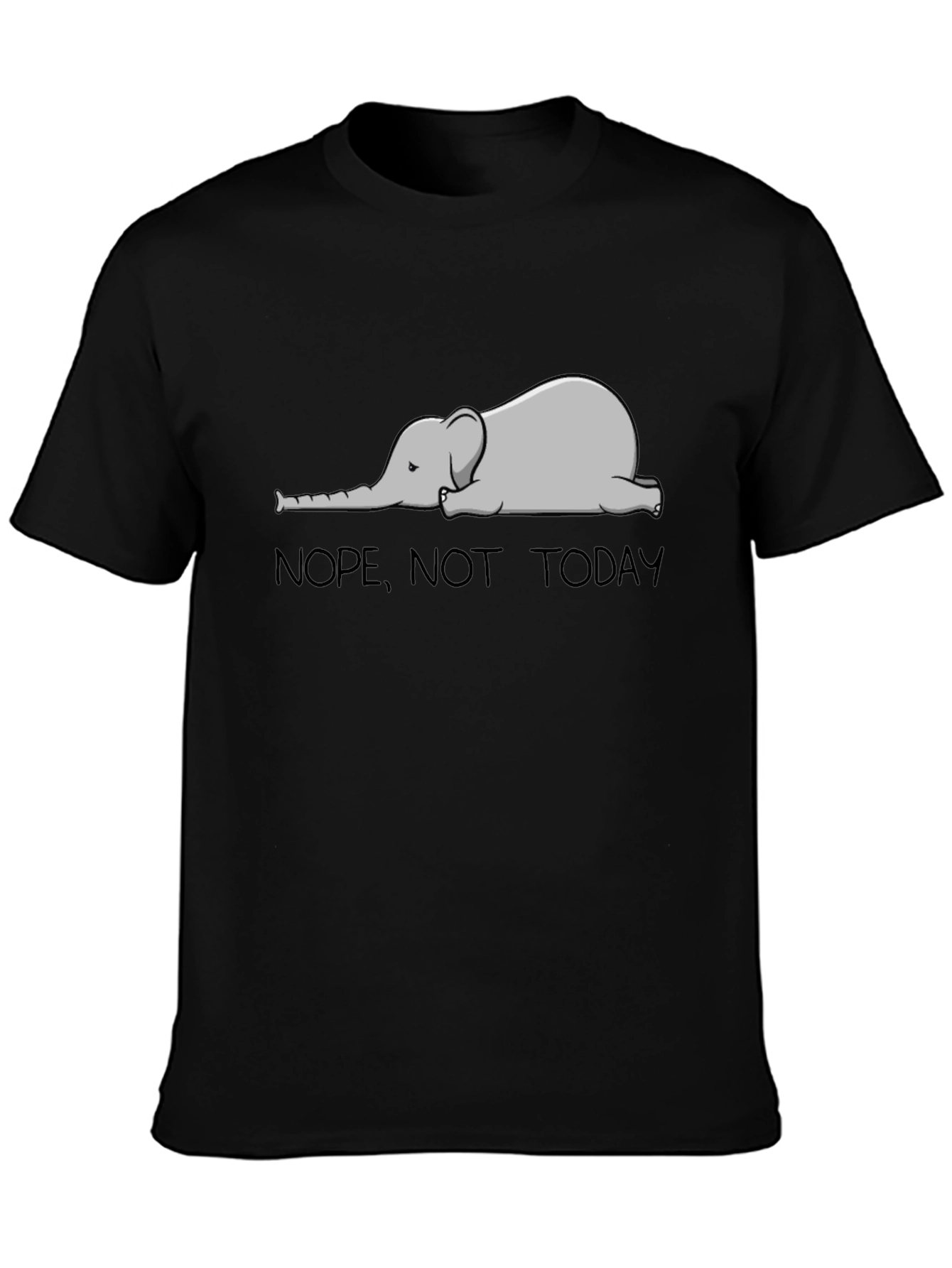 Black Nope Not Today Elephant Graphic T-Shirt view 3
