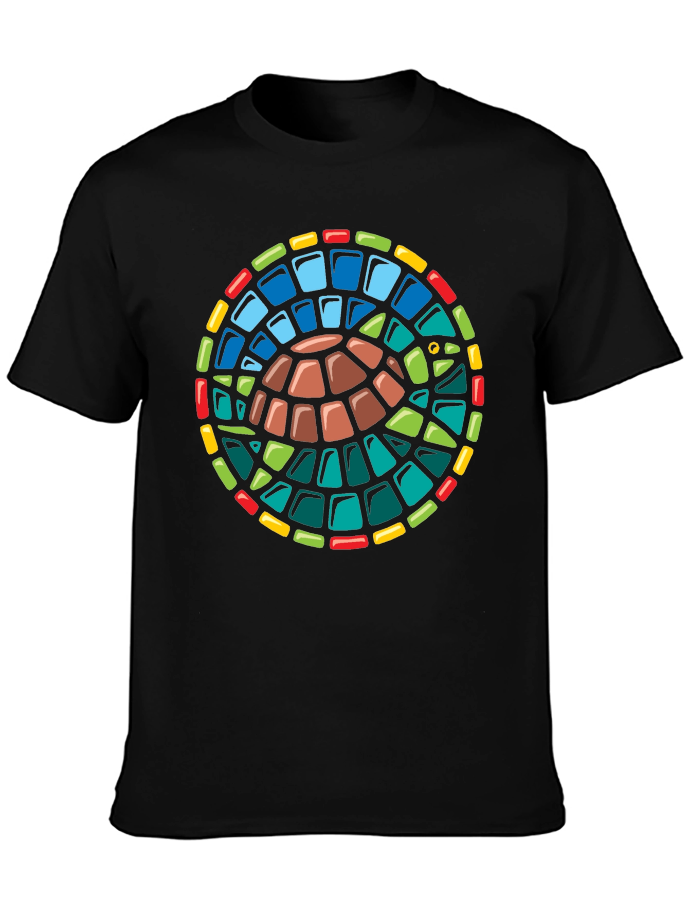 Black Turtle Stained Glass Style Graphic T-Shirt view 3