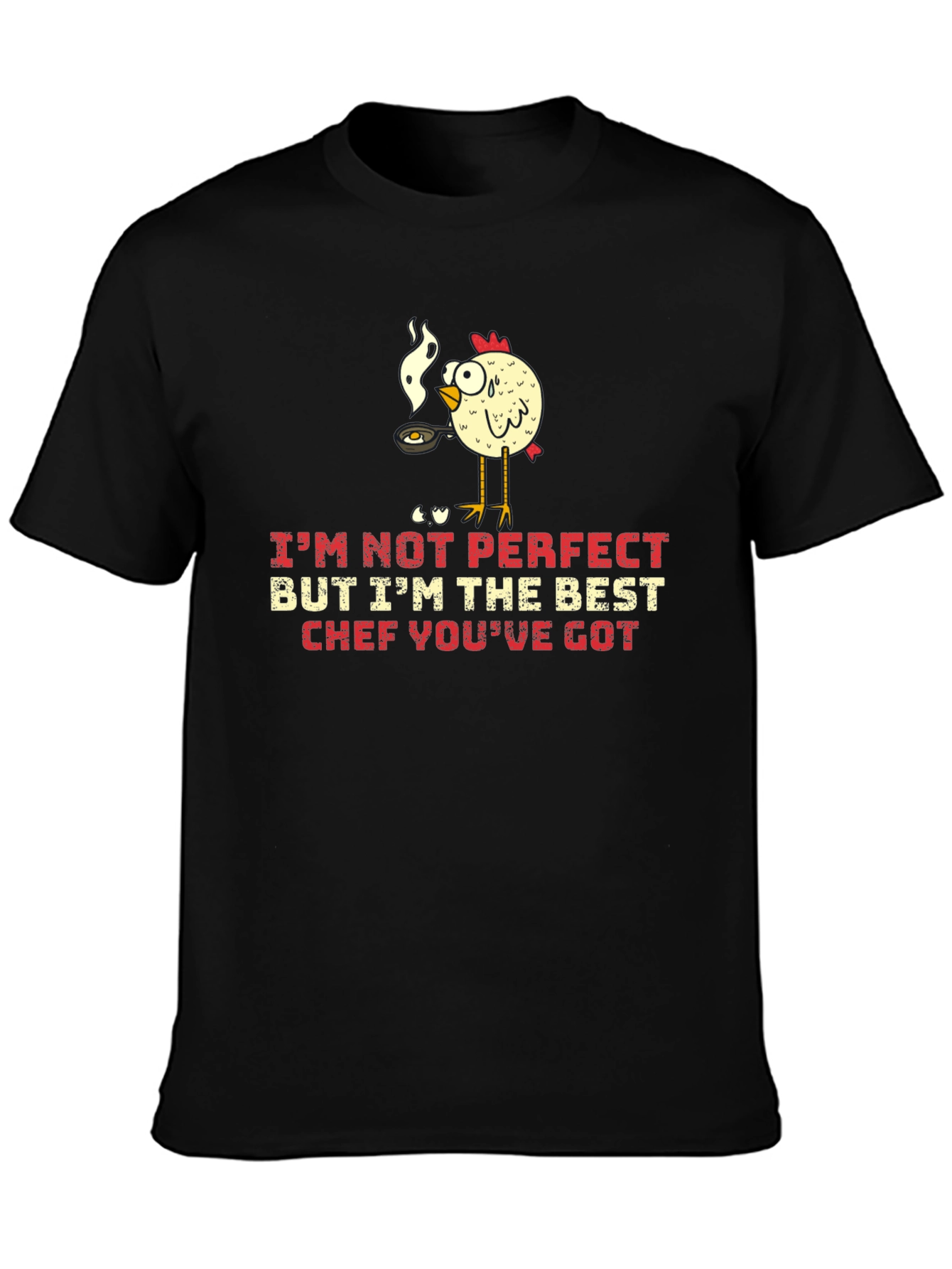 Black Funny Chicken Chef Graphic T-Shirt view 3