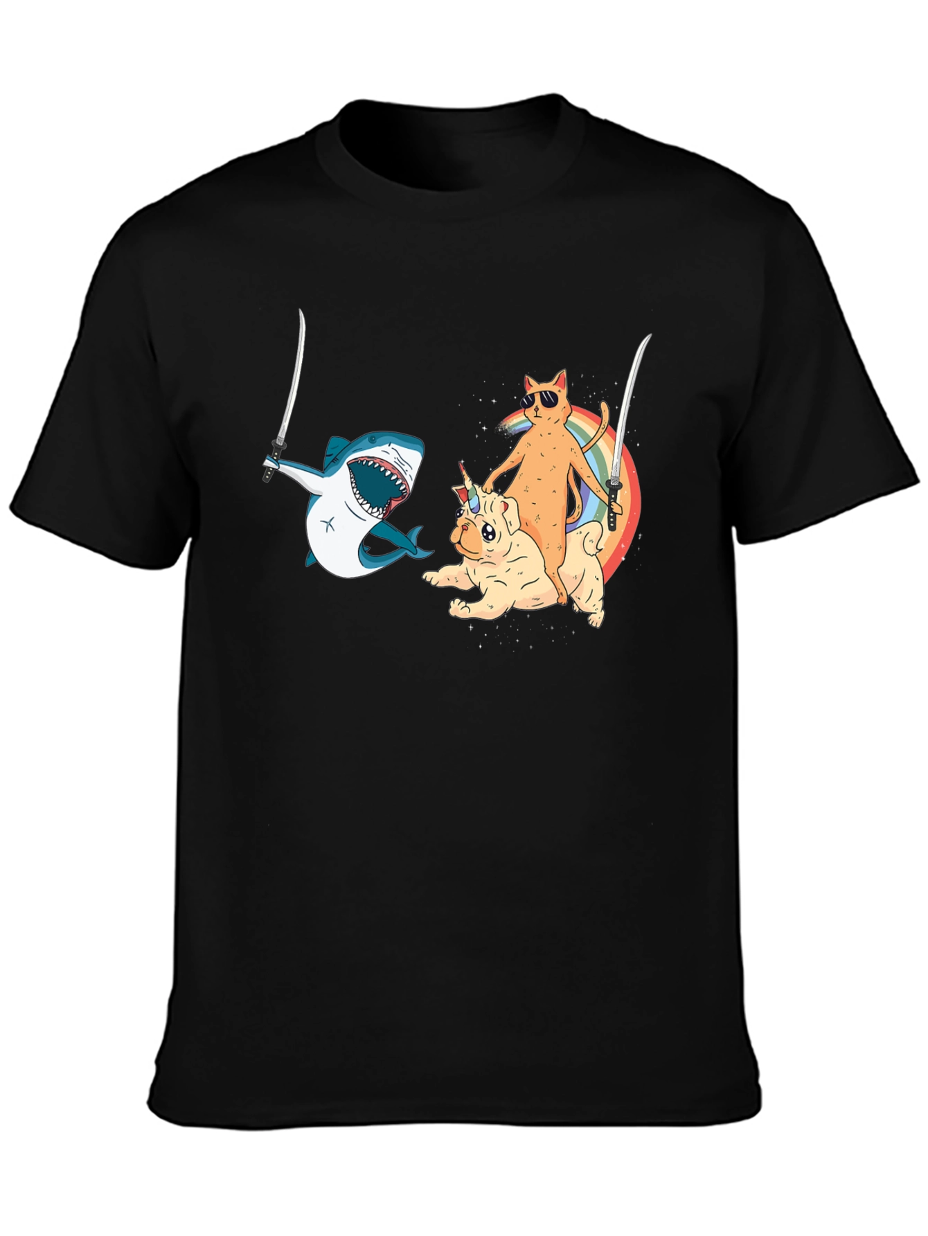 Black Humorous Animal Ninja T-Shirt view 3