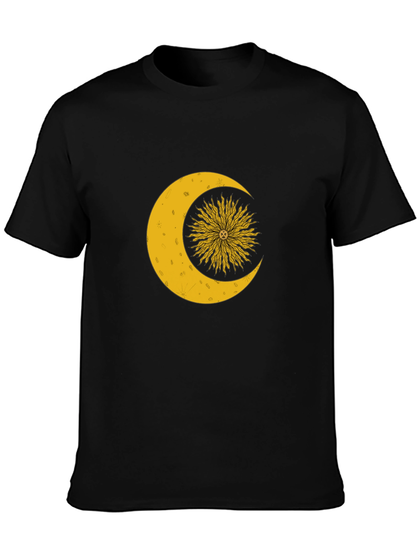 Black Celestial Sun and Moon Graphic T-Shirt view 3