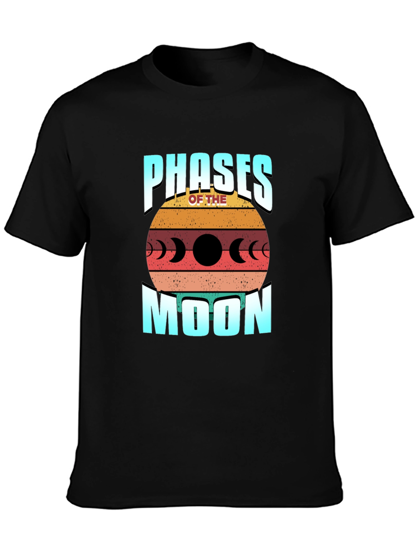 Black Phases of the Moon Graphic Tee - Stylish Celestial Design view 3