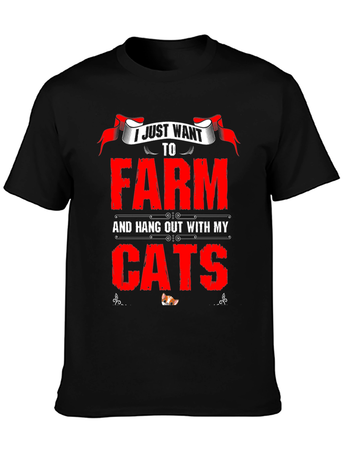Black Farm & Cats T-Shirt: Funny Farmer Tee view 3