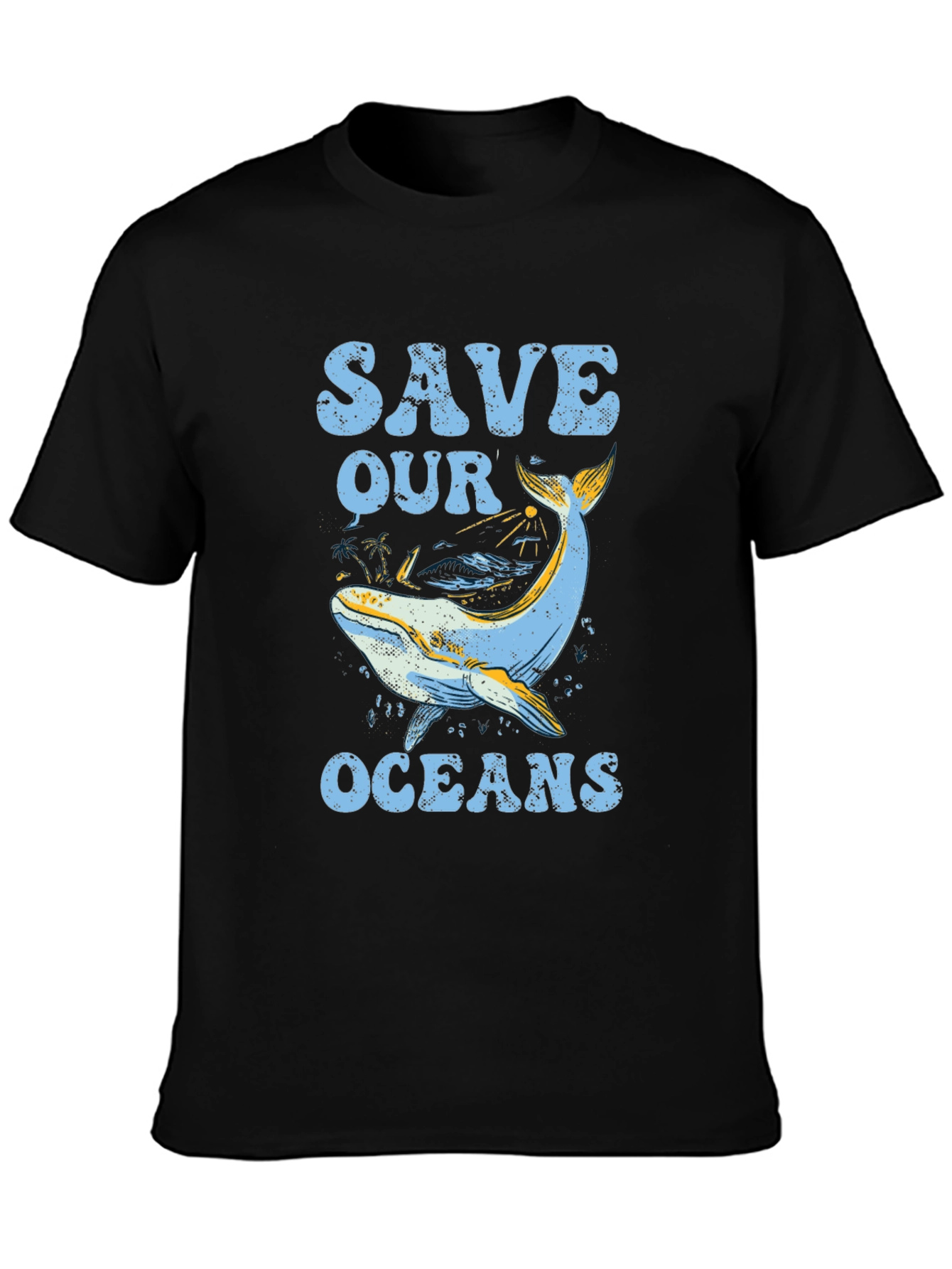 Black Save Our Oceans Graphic Tee - Black Cotton T-Shirt view 3