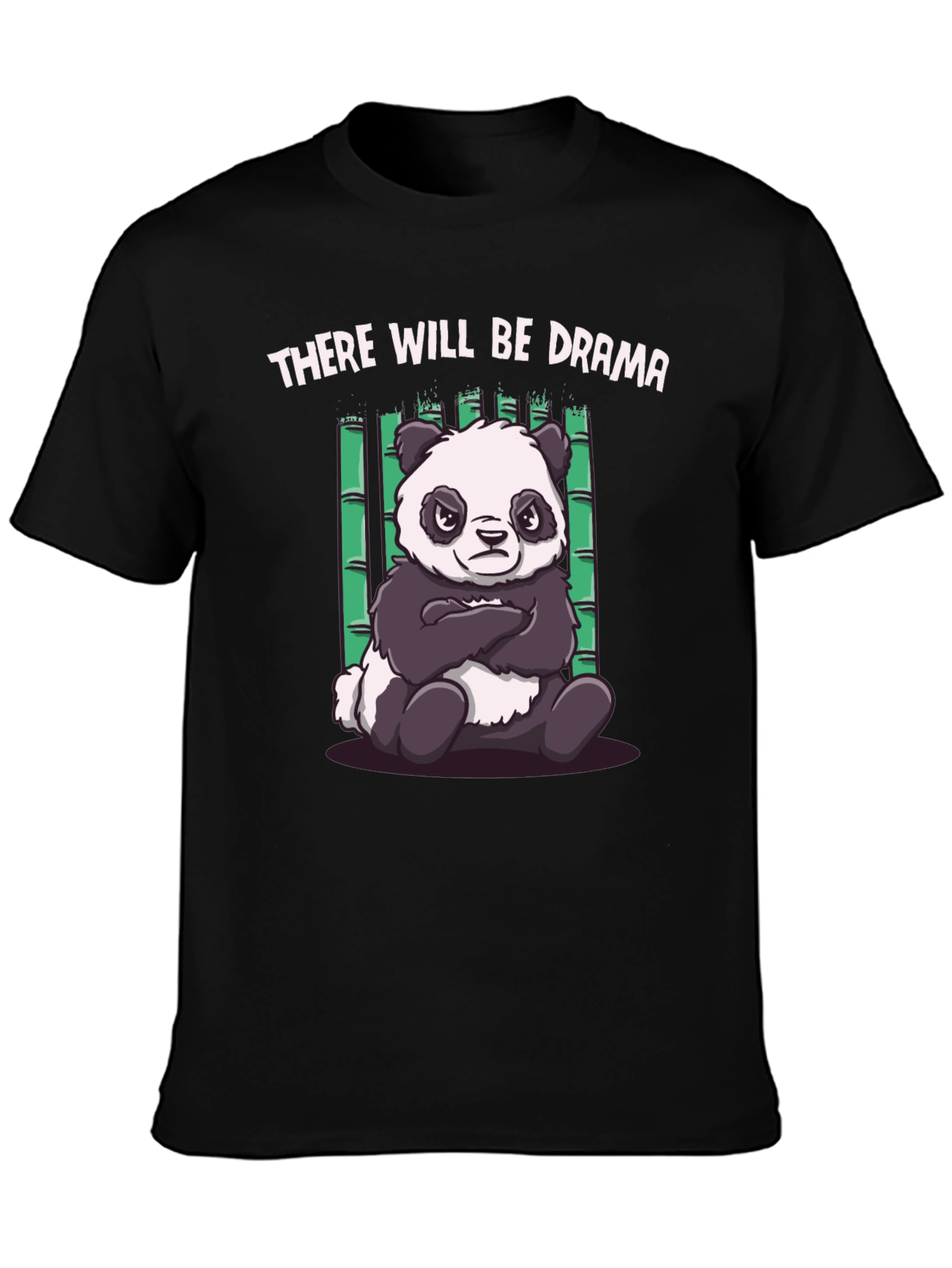 Black Drama Panda Black T-Shirt - Funny Graphic Tee view 3