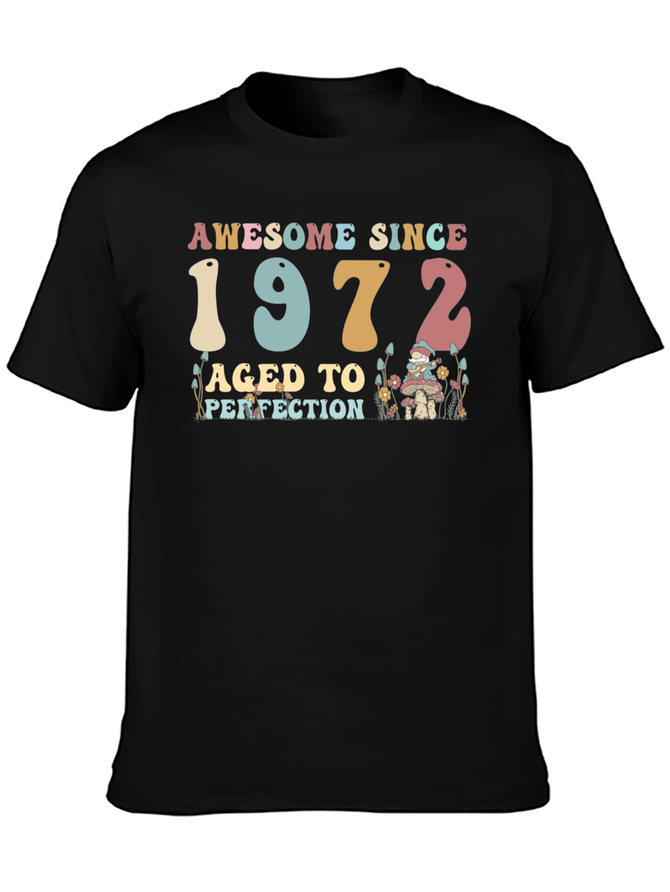Black Awesome Since 1972 Aged to Perfection Black T-Shirt view 3