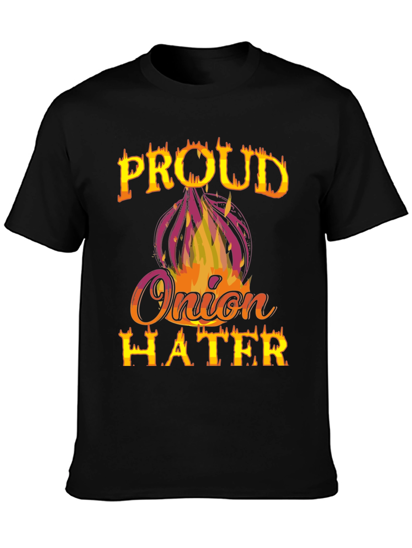Black Proud Onion Hater T-Shirt - Funny Graphic Tee view 3