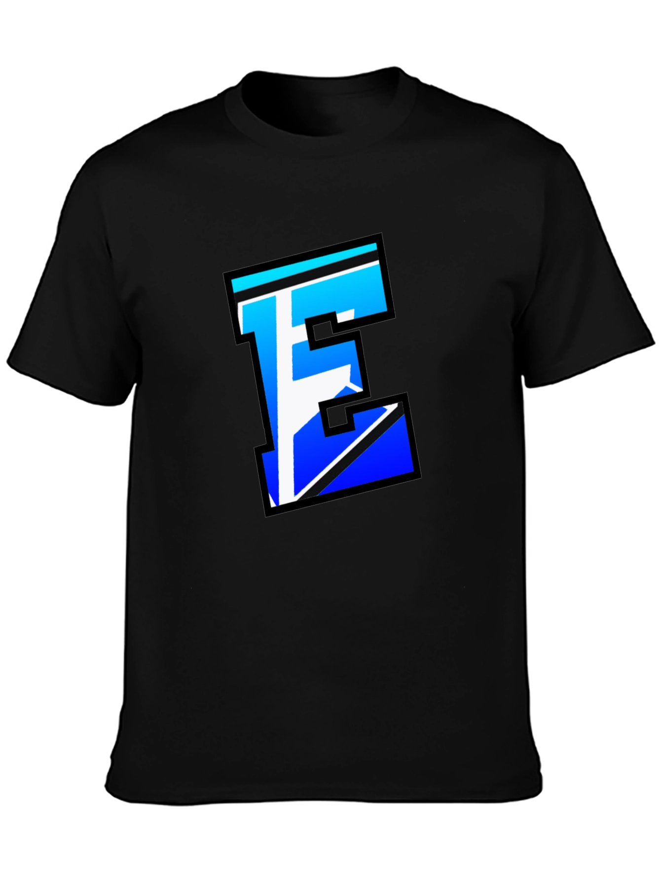Black Stylish Letter E Graphic Tee - Black Cotton Blend view 3