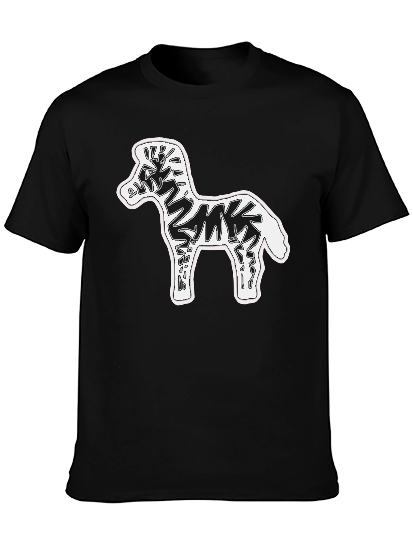 Black Zebra Graphic Print Crew Neck Tee - Black view 3