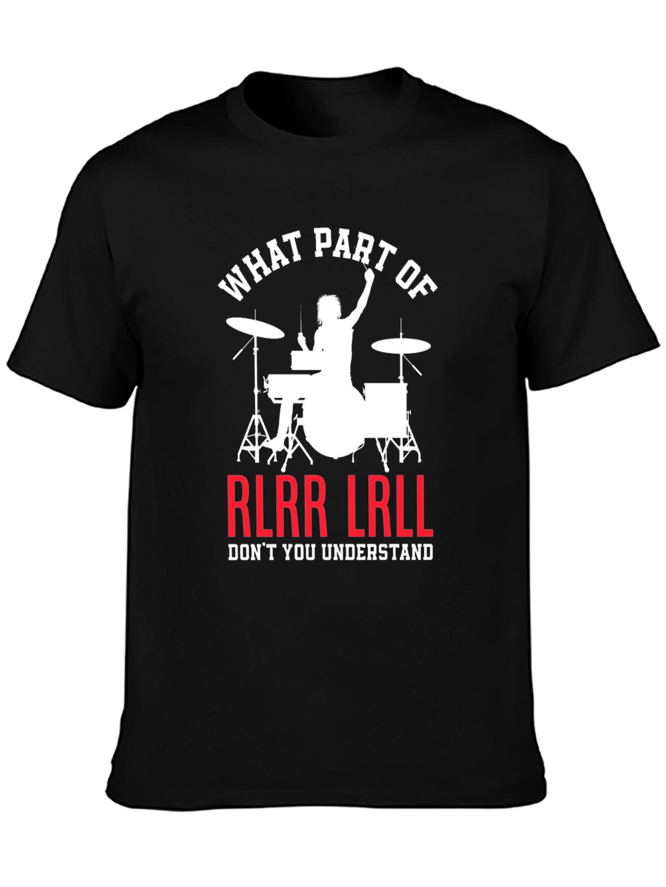 Black Drummer RLRR LRLL T-Shirt Funny Music Tee view 3