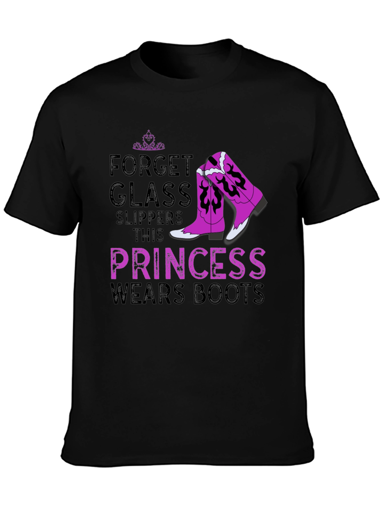 Black Princess Wears Boots Graphic T-Shirt view 3