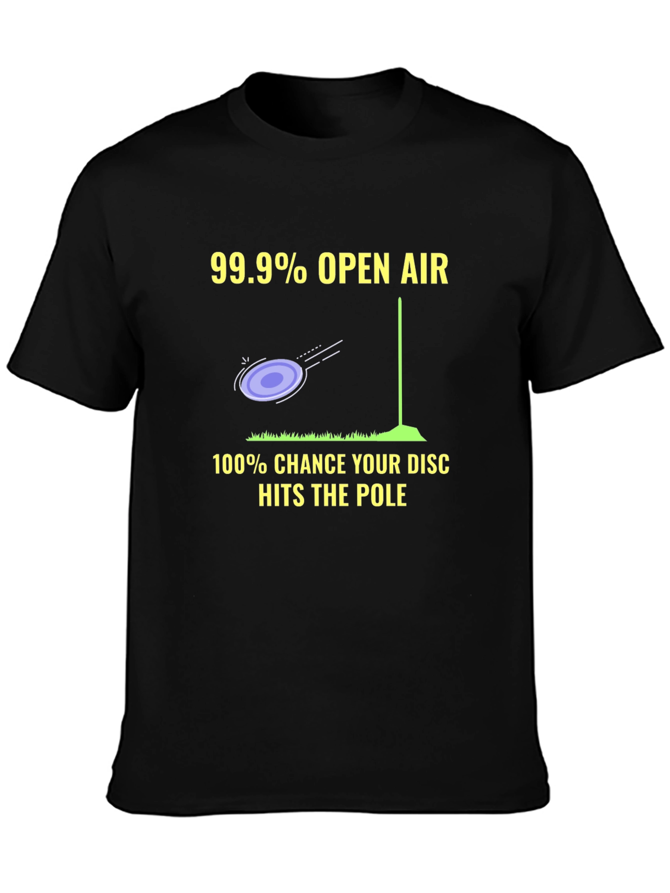 Black Funny Disc Golf T-Shirt: Open Air & Pole Hits! view 3