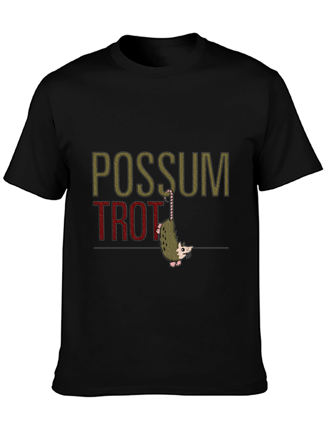 Black Possum Trot Funny Graphic Tee view 3