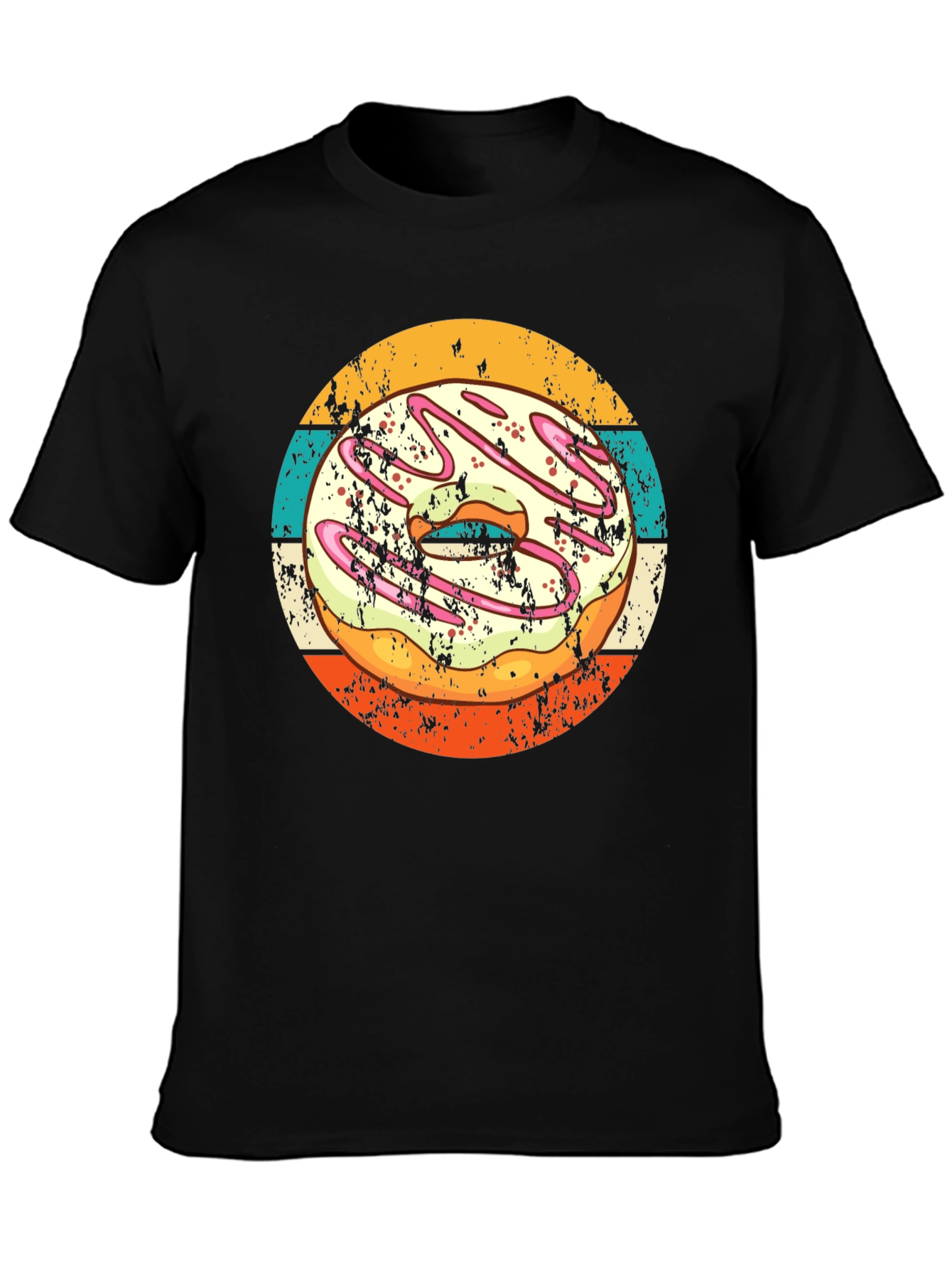 Black Retro Donut Graphic T-Shirt - Doughnut Lover Tee view 3