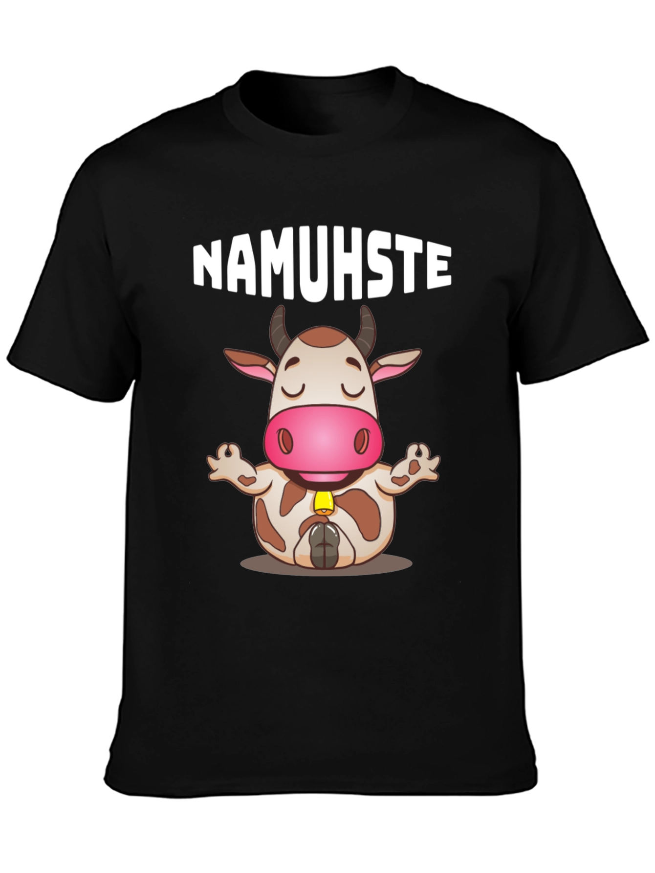 Black Namuhste Cow Yoga T-Shirt - Funny Graphic Tee view 3