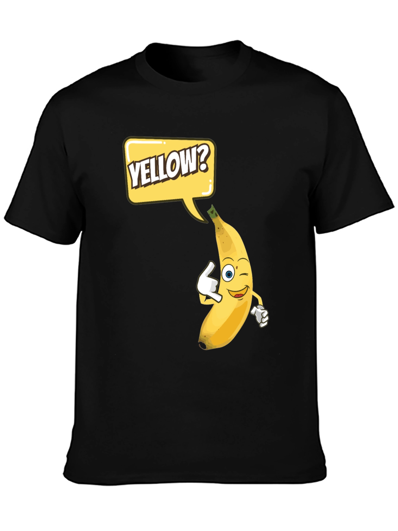 Black Funny Banana 'Yellow?' Graphic T-Shirt view 3