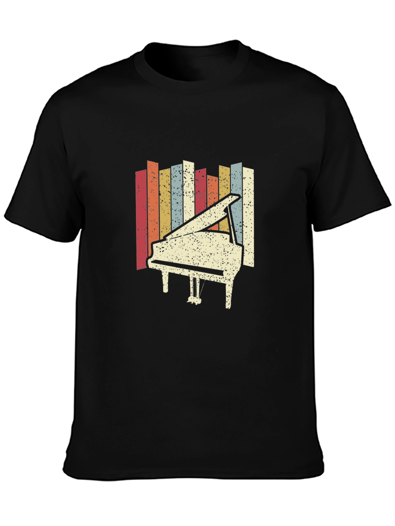 Black Retro Piano Graphic Tee - Classic Style view 3