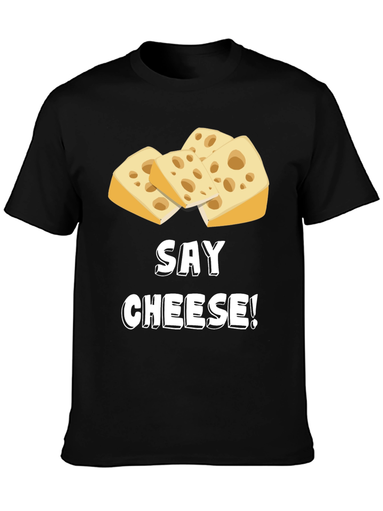 Black Say Cheese! Funny Graphic T-Shirt view 3