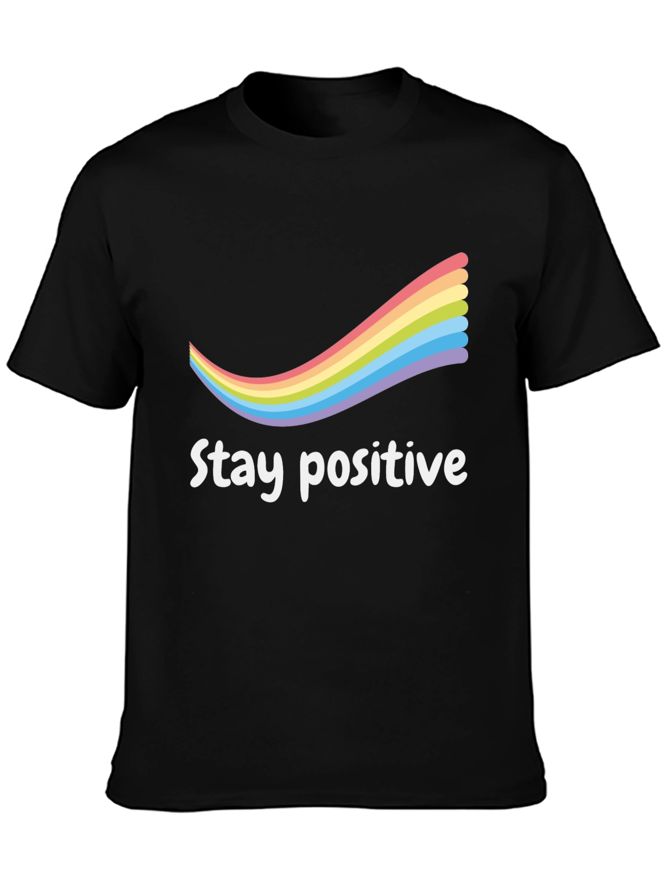 Black Stay Positive Rainbow T-Shirt view 3