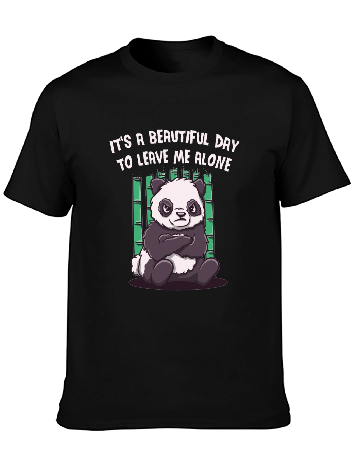 Black Grumpy Panda Graphic Tee - Leave Me Alone T-Shirt view 3