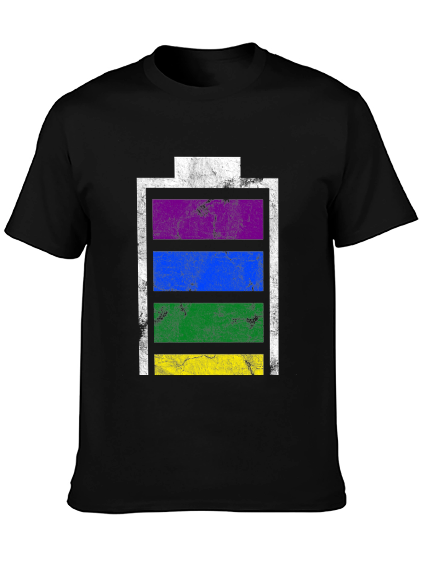 Black Vintage Battery Pride T-Shirt - Black Cotton Blend view 3