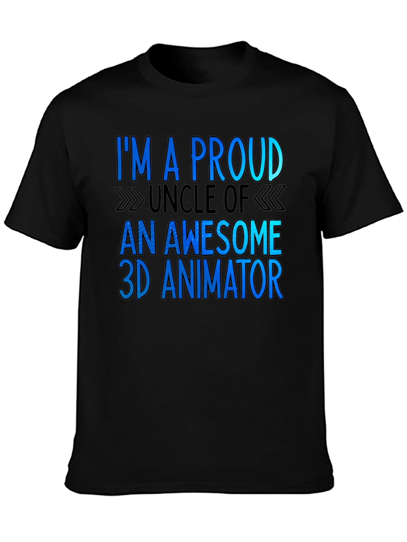 Black Proud Uncle of a 3D Animator T-Shirt view 3