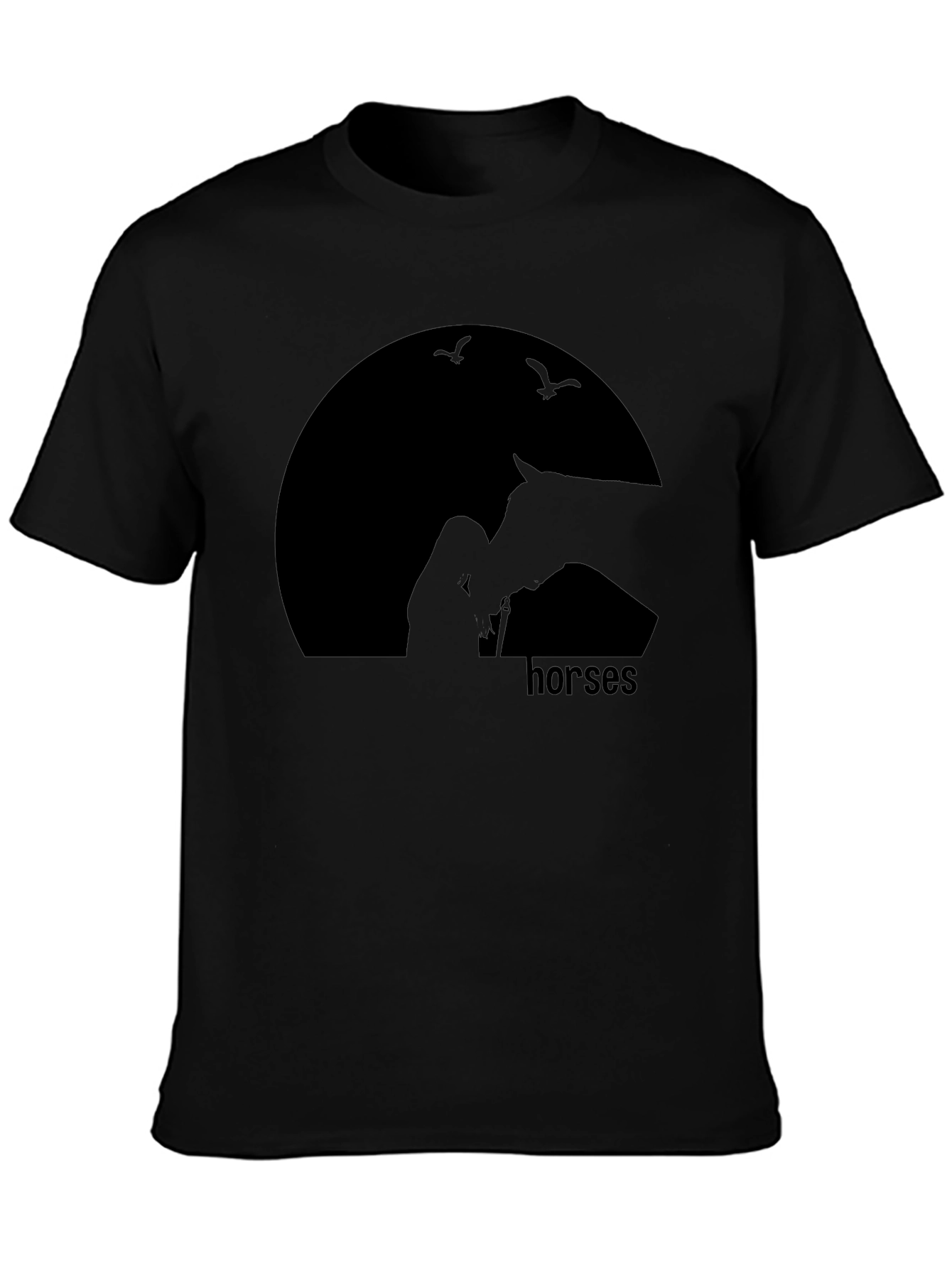 Black Horses Silhouette T-Shirt - Unisex Black Tee view 3